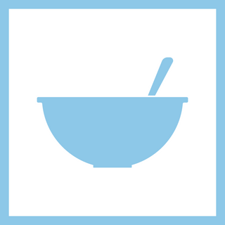 Bowl with spoon icon image: Clickable link to recipe blog